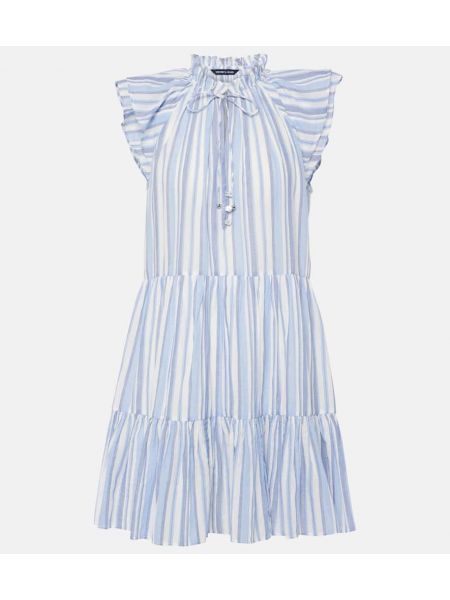 Mini vestido de algodón a rayas Veronica Beard azul