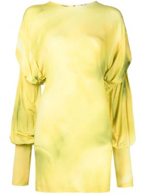 Мини рокля с tie-dye ефект The Attico жълто
