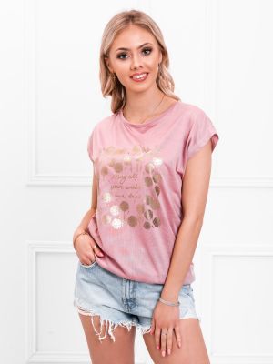 Тениска с принт Edoti розово