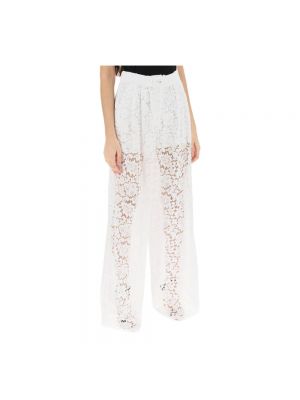 Pantalones calados de flores de encaje Dolce & Gabbana blanco