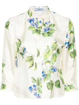 Koszula w kwiatki z nadrukiem Prada biała
