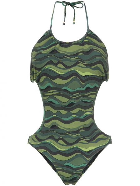 Kupaći kostim s printom Amir Slama zelena