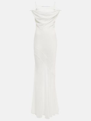 Jedwabna sukienka długa Jacquemus biała