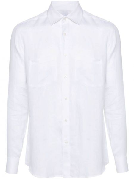 Lněná košile Low Brand bílá