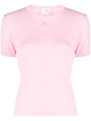 Bavlnené tričko s výšivkou Courreges ružová