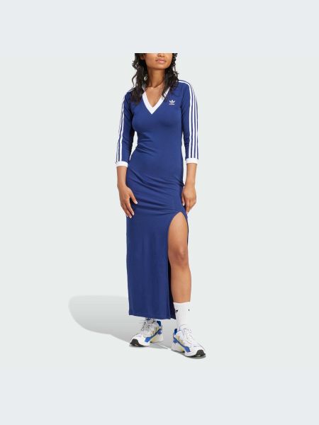 Синее длинное платье Adidas