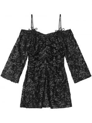 Koktejlové šaty s mašlí Ganni černé