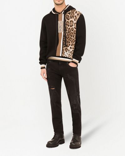 Sudadera con capucha leopardo Dolce & Gabbana negro