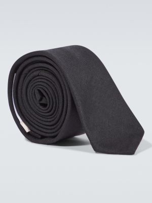 Hedvábná vlněná kravata Valentino Garavani černá