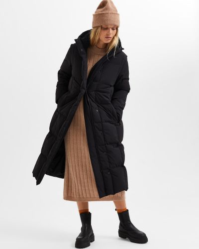 Žieminis paltas Selected Femme juoda