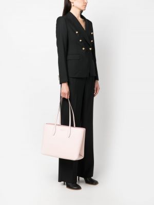 Kožená shopper kabelka s potiskem Kate Spade růžová
