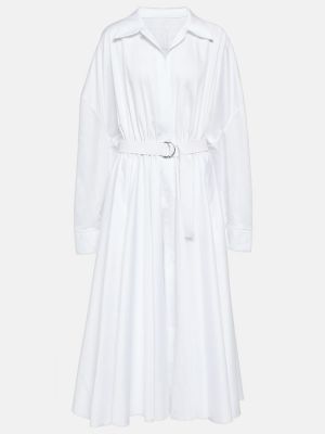 Βαμβακερή μίντι φόρεμα Norma Kamali λευκό