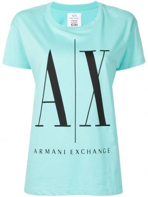 Trykt bomull t-skjorte Armani Exchange blå