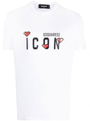 Raštuotas marškinėliai Dsquared2 balta