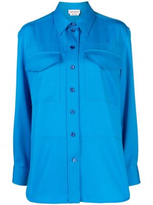 Vlněná košile Alexander Mcqueen modrá