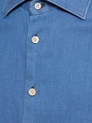 Bombažna srajca Kiton modra