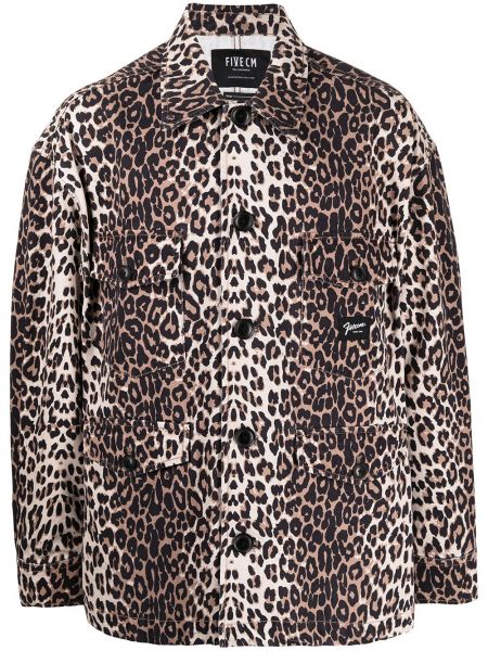 Памучна риза с принт с леопардов принт Five Cm