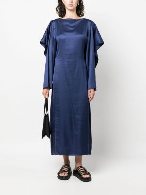 Midi suknele satininis Mm6 Maison Margiela mėlyna