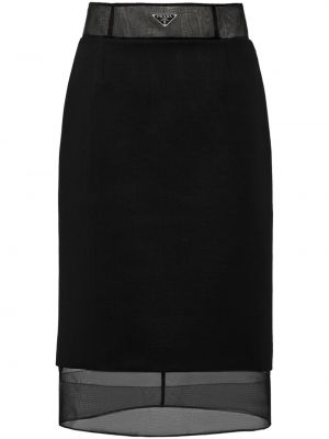 Vlnená puzdrová sukňa Prada čierna