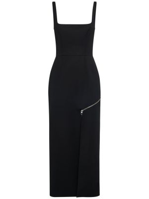 Asymetrické vlněné midi šaty Alexander Mcqueen černé