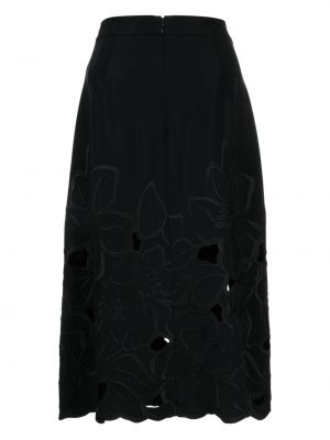 Květinové midi sukně Elie Saab černé