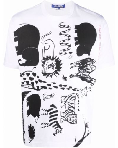 Camiseta con estampado animal print Junya Watanabe Man blanco