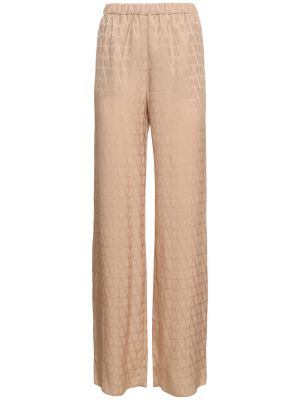 Pantalones de seda de tejido jacquard Valentino