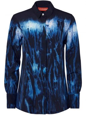 Raštuota šilkinė marškiniai Altuzarra mėlyna