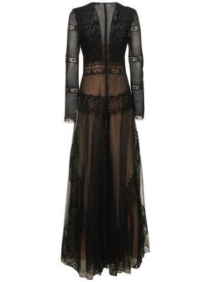 Sukienka długa z dekoltem w serek Zuhair Murad czarna