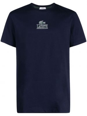 T-shirt en coton à imprimé Lacoste bleu