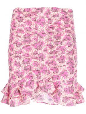 Plisované mini sukně s potiskem s abstraktním vzorem Isabel Marant Růžové