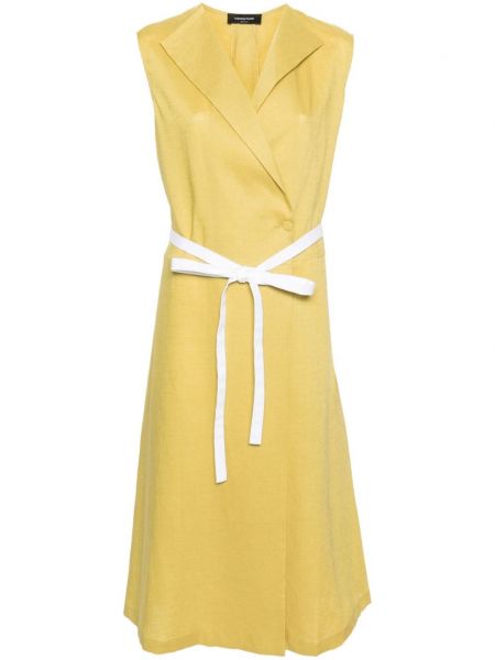 Λινή τυλιχτό φόρεμα Fabiana Filippi κίτρινο