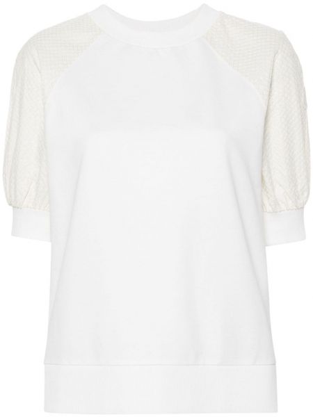 Nėriniuotas marškinėliai su raišteliais Moncler balta