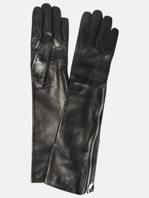 Кожаные перчатки Jil Sander черные