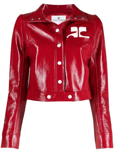 Укороченная кожаная куртка Courrèges, красная