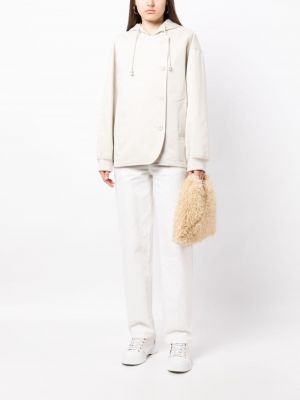 Péřová bunda na zip s kapucí Studio Tomboy bílá