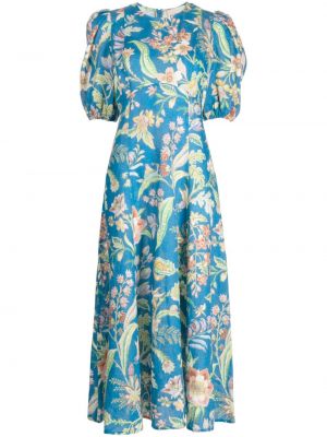 Kvetinové midi šaty s potlačou Alemais modrá