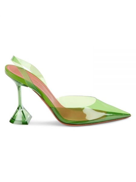 Прозрачные туфли Amina Muaddi зеленые