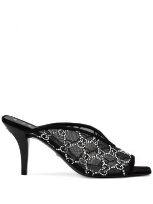 Sandales à imprimé en cristal Gucci noir
