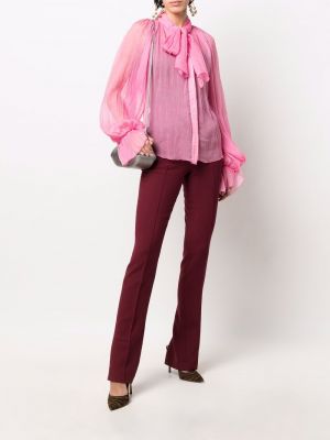 Przezroczysta jedwabna bluzka Atu Body Couture różowa