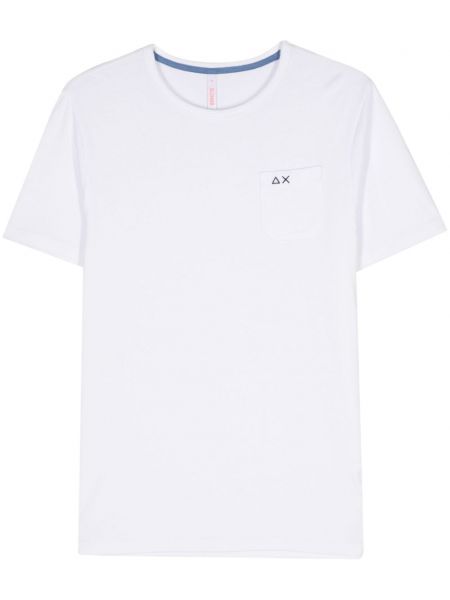 Памучна тениска бродирана Sun 68 бяло