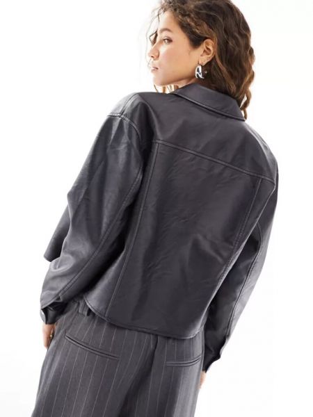 Кожаная блузка свободного кроя из искусственной кожи Calvin Klein черная