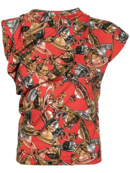 Asimetrisks kokvilnas t-krekls Vivienne Westwood sarkans