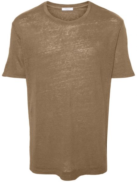 Leinen t-shirt mit rundem ausschnitt Boglioli braun