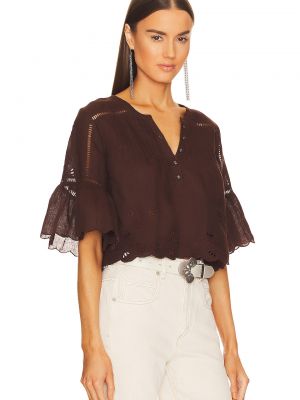 Блузка с вышивкой Tularosa коричневая