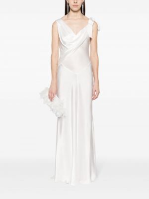 Drapované asymetrické večerní šaty Alberta Ferretti bílé