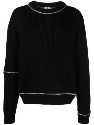 Vlnený sveter na zips Moschino čierna