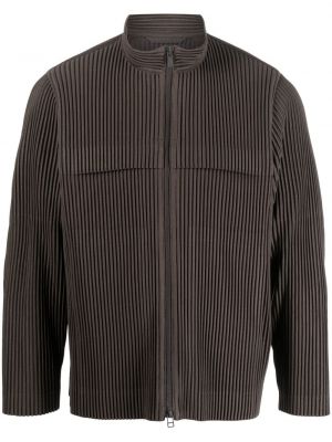 Plissert zip lang jakke Homme Plissé Issey Miyake brun