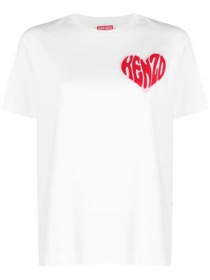 Džerzej bavlnené tričko s potlačou Kenzo biela
