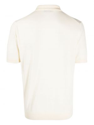 Megztas medvilninis siuvinėtas polo marškinėliai Manuel Ritz balta